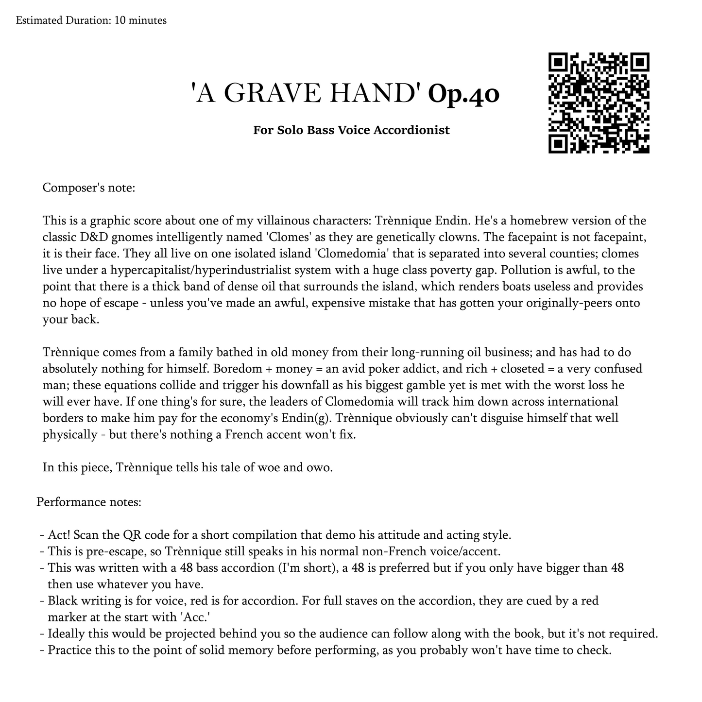 A Grave Hand - Digital Score